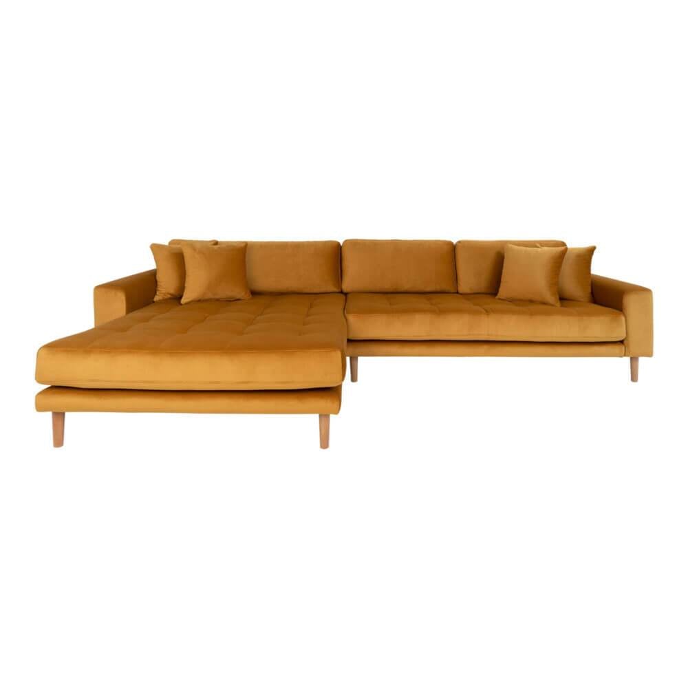 Antego Lounge Sofa Venstrevendt - Sennepsgul velour