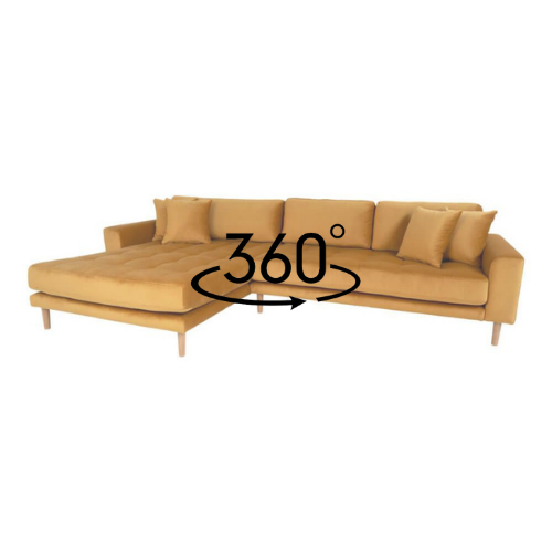 Antego Lounge Sofa Venstrevendt - Sennepsgul velour