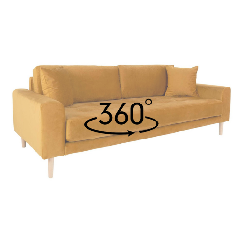 Mostar 3 Personers Sofa - Gul velour